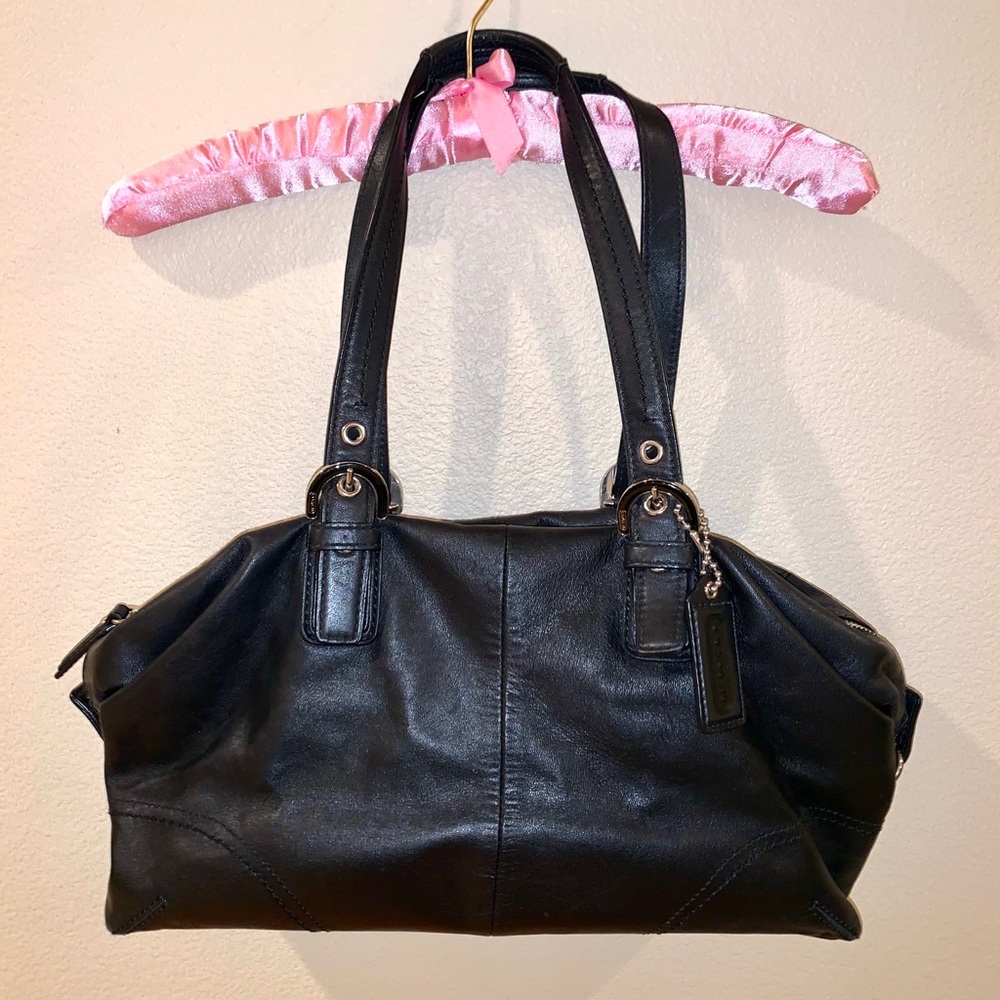 Coach Authentic Black Leather Satchel Handbag